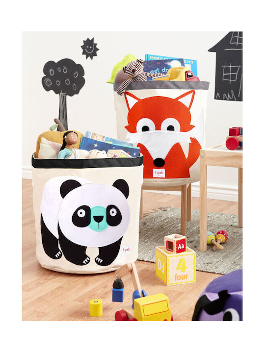 3 Sprouts Children's Storage Basket made of Fabric Panda Beige 43x43x45cm 1pcs
