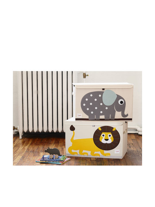 3 Sprouts Children's Folding Storage Box made of Fabric Rhino Yellow 61x37x38cm 1pcs