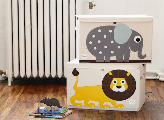 3 Sprouts Children's Folding Storage Box made of Fabric Rhino Yellow 61x37x38cm 1pcs