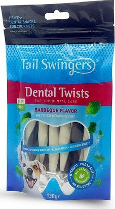 Pet Interest Tail Swingers Dental Twists Chewable Stick for Dogs Against Tartar & Plaque 130gr Barbeque