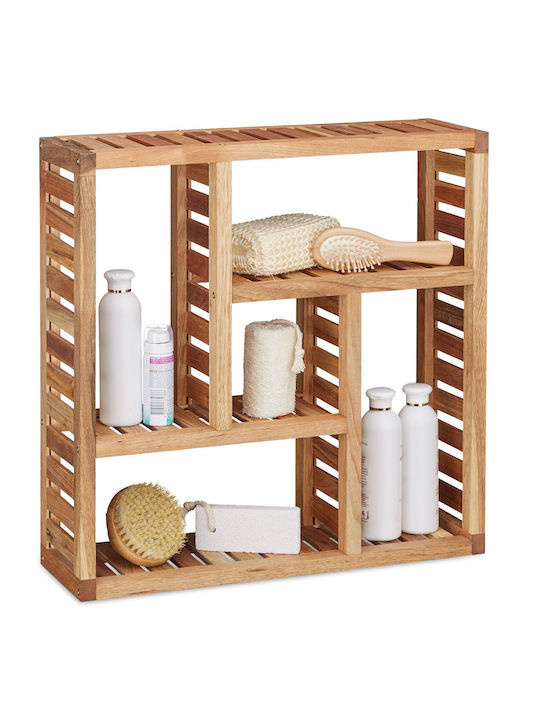 Relaxdays An der Wand montiert Badezimmerregal 50x50x15cm Braun