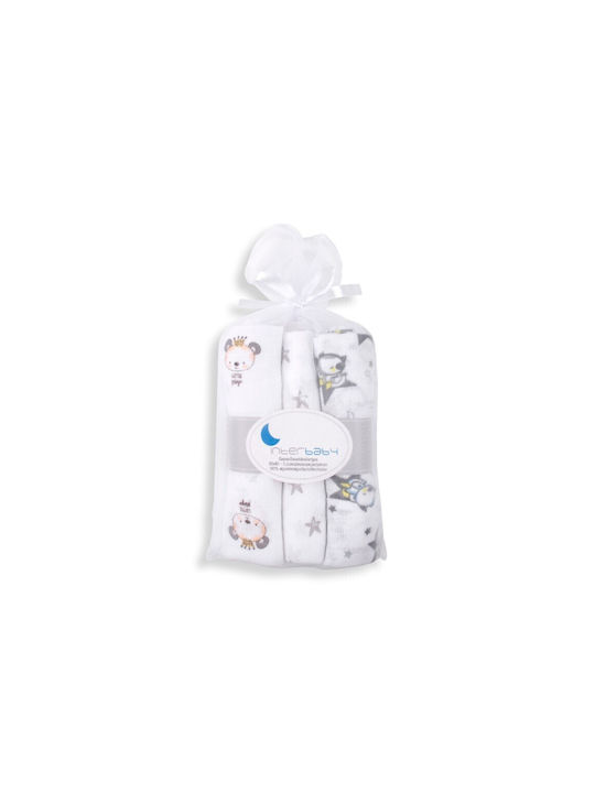 Interbaby Muslin Swaddle Wraps Grey Gray 80x80cm. 3pcs