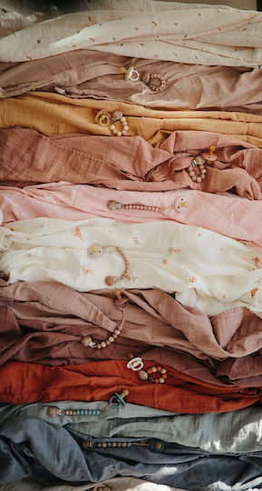 Mushie Falling Stars Muslin Swaddle Wrap Beige 120x120cm.