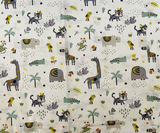 Dimcol Zoo Pânză de Înfășat din Bumbac White-Grey Alb 80x80εκ.