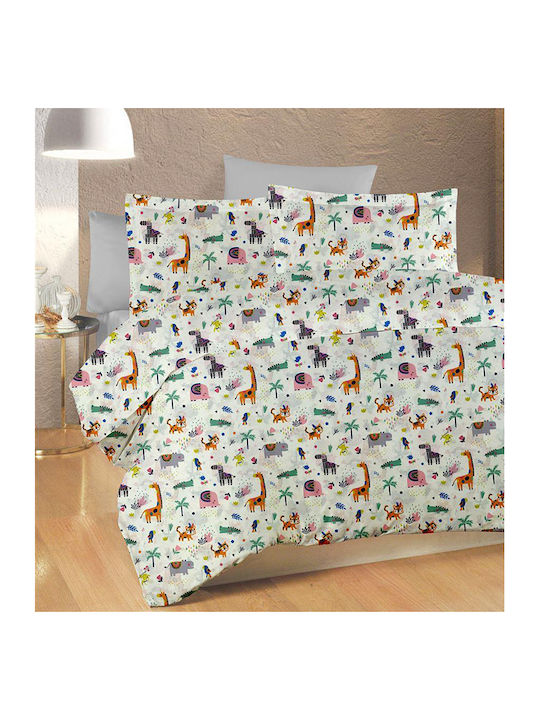 Dimcol Zoo Cotton Swaddle Wrap White Green 80x80cm.