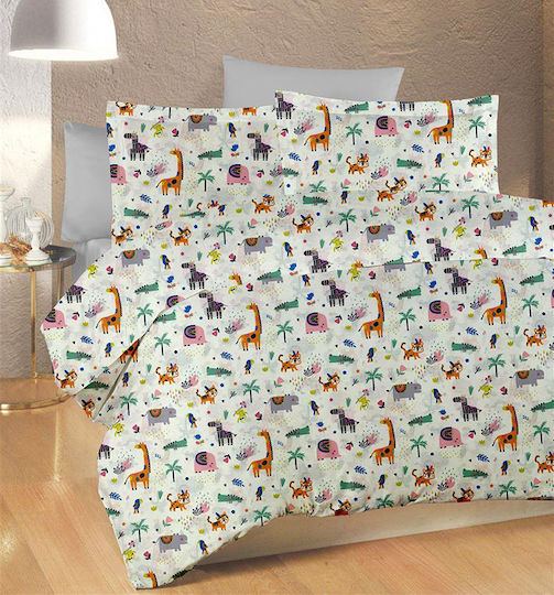 Dimcol Zoo Πάνα Αγκαλιάς Χασέ White 80x80εκ.