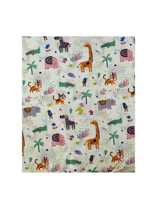 Dimcol Zoo Cotton Swaddle Wrap White Green 80x80cm.
