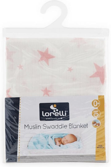 Lorelli Stars Muslin Swaddle Wrap Pink 80x80cm.