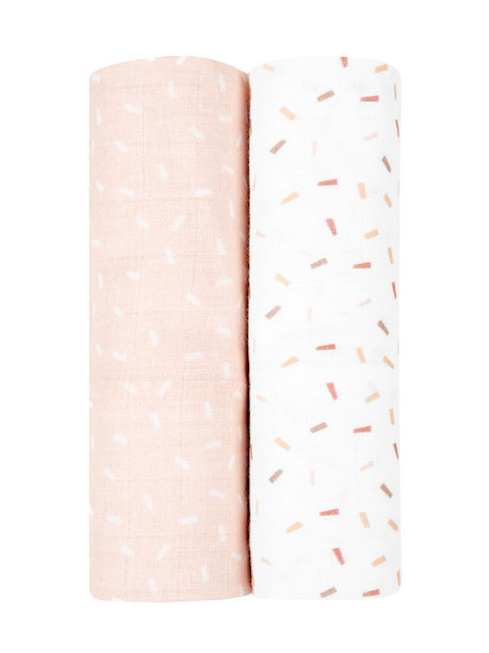 Kikka Boo Confetti Πάνες Αγκαλιάς από Μουσελίνα Ροζ 80x80εκ. 2τμχ