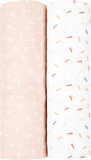 Kikka Boo Confetti Πάνες Αγκαλιάς από Μουσελίνα Ροζ 80x80εκ. 2τμχ