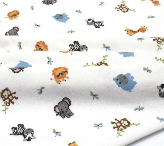 Dimcol Zoo Flanell-Wickeltuch White Mehrfarbig 80x80cm.