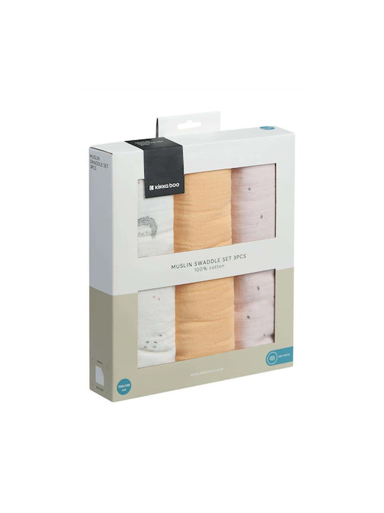 Kikka Boo Swaddle Blanket 100x100cm 3 Pieces