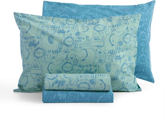 Nef-Nef Homeware Sheet Set Single Cotton Jungle Combo 170x260cm 3pcs