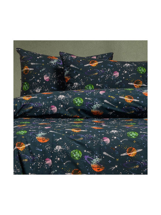Melinen Σετ Σεντόνια Μονά Βαμβακερά Interstellar Blue 170x270cm 3τμχ