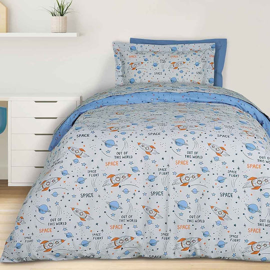 Das Home Sheet Set Single Cotton Blue, Grey, Orange 170x240cm 3pcs