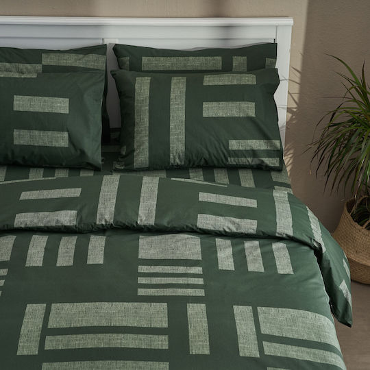 Charalambidis Textiles Sheet Single from Cotton & Polyester Green 160x260cm
