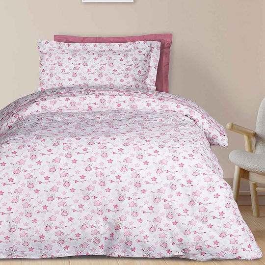 Das Home Sheet Set Single Cotton Pink, White 170x240cm 3pcs