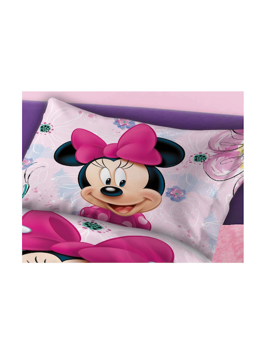 Dimcol Σετ Σεντόνια Μονά Βαμβακερά Home Minnie 853 Pink 160x240cm 3τμχ