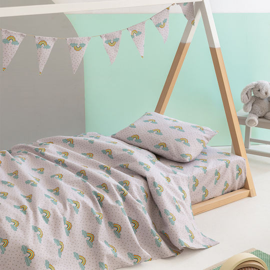 Palamaiki Seturi de cearșafuri Semi-dublu Cu elastic Bumbac Floufi Multicolor 110x200cm 3buc