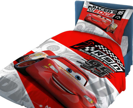 Dimcol Σετ Σεντόνια Μονά Βαμβακερά Cars 774 Pink 160x240cm 4τμχ