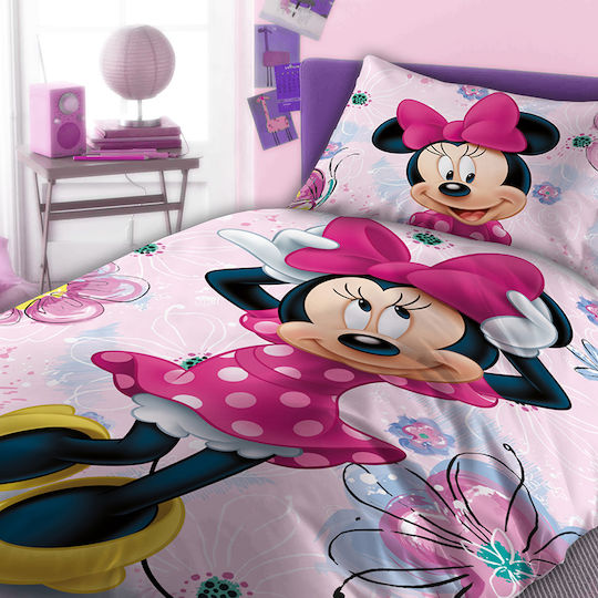 Dimcol Комплект чаршафи Единично Памучни Minnie 854 Розов 160x240см 4бр