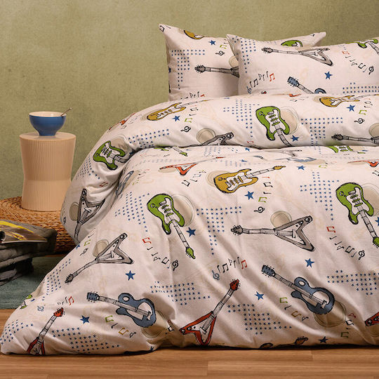 Melinen Sheet Set Single with Elastic Band Cotton Ecru 170x260cm 3pcs