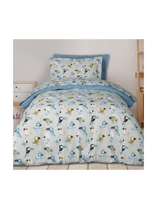 Das Home Sheet Set Single Cotton 4914 Blue, Grey, Mint 170x240cm 3pcs