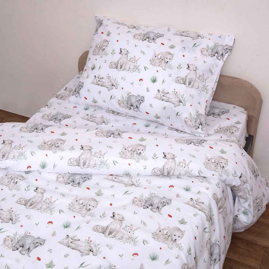 Viopros Sheet Set Single Cotton White 160x275cm 3pcs