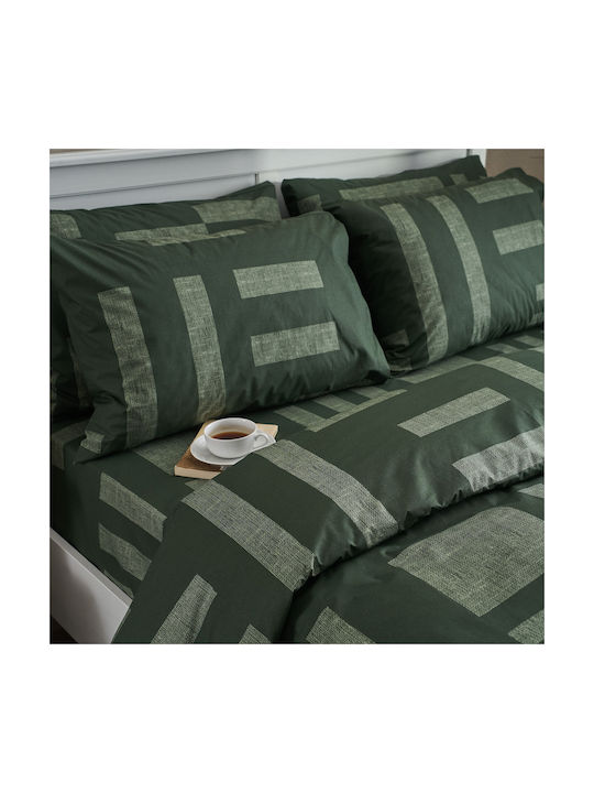 Charalambidis Textiles Σεντόνι Μονό με Λάστιχο από Βαμβάκι & Πολυεστέρα Πρασινο 90x200cm