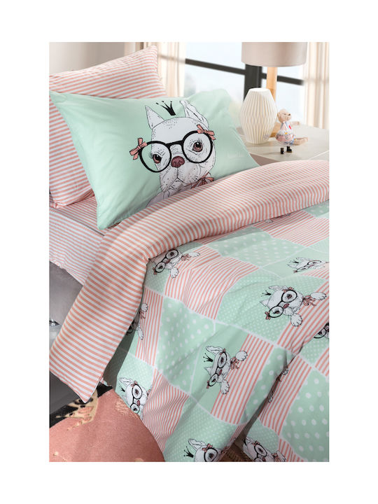 Saint Clair Σετ Σεντόνια Μονά Βαμβακερά Rosie Mint 160x260cm 3τμχ