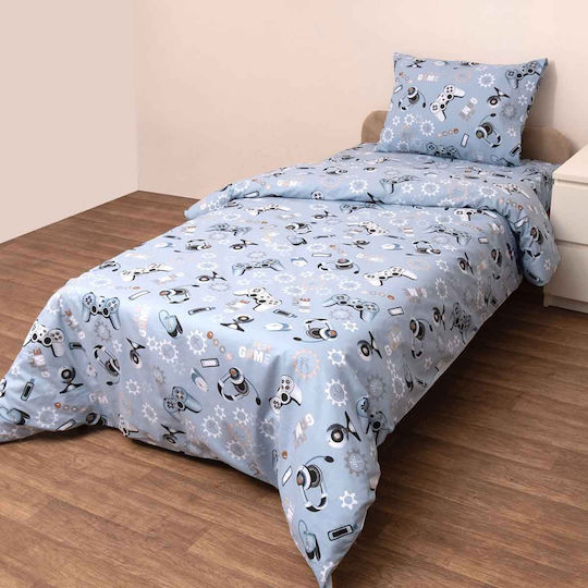 Viopros Sheet Set Single Cotton Blue 160x260cm 3pcs
