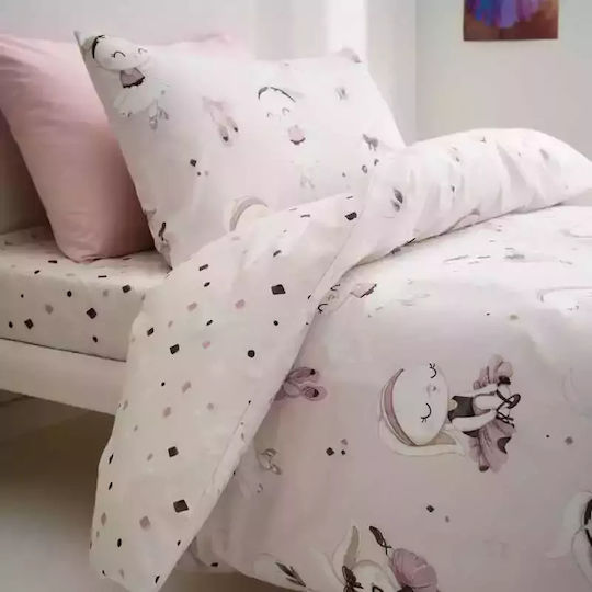 Vesta Home Σετ Σεντόνια Ημίδιπλα Βαμβακερά Ballarina Ροζ 170x260cm 3τμχ
