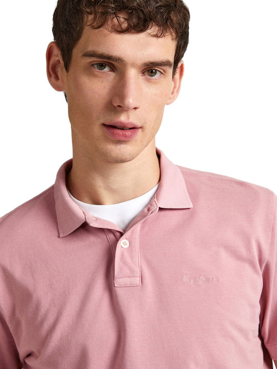 Polo Herrenbluse Kurzarm Rosa