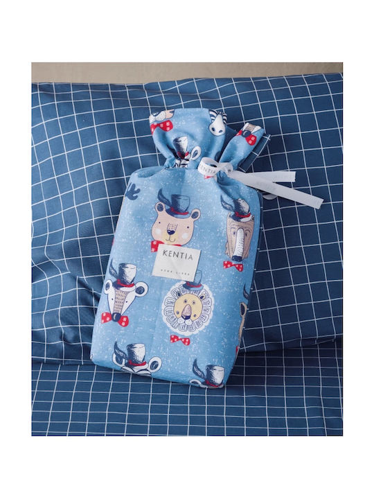 Kentia Sheet Set Single Cotton Ciel/blue/red/white 160x245cm 3pcs