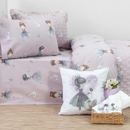 Borea Комплект чаршафи Единично Памучни Odette Lila 160x250см 3бр
