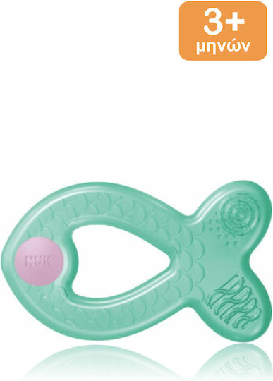 Nuk Fish Inel de dentiție cu gel din silicon pentru 3 m+ Verde/Roz