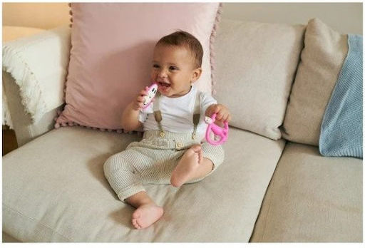Matchstick Monkey Monkey Teething Ring from Silicone for 3 Months Plus 4 Pieces