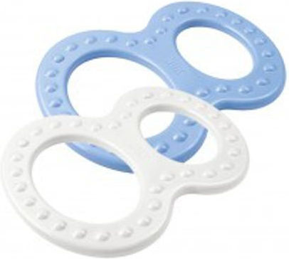 Nuk Teething Ring BPA Free Plastic for 3 Months+ White - Blue 2 Pieces