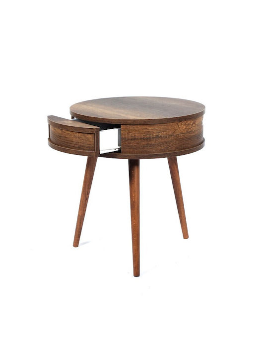 Rundes Beistelltisch Holz Schwarz Marmor M51xL51xH58cm