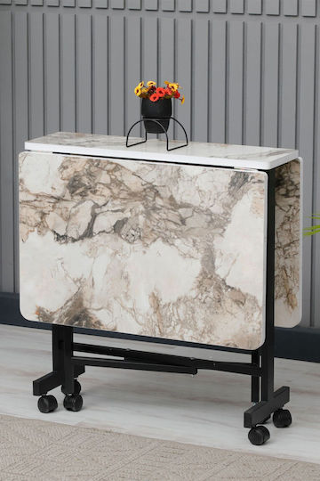 Kitchen Collapsible White Marble 110x70x72cm Kitchen Collapsible White Marble 110x70x72cm