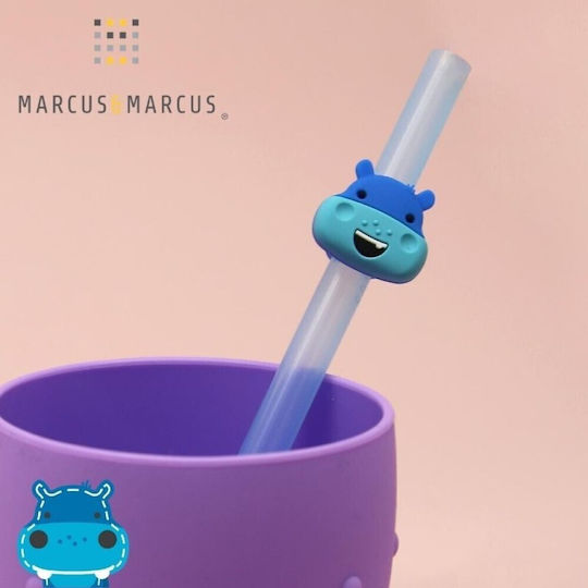 Marcus & Marcus Silicone Baby Replacement Straw Family with animals & Cleaning Brush 4pcs Multicolour