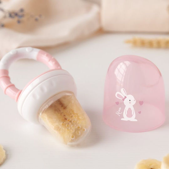 Kiokids Feeder Pink Lovely Bunny Made of Silicone for 6+ Months