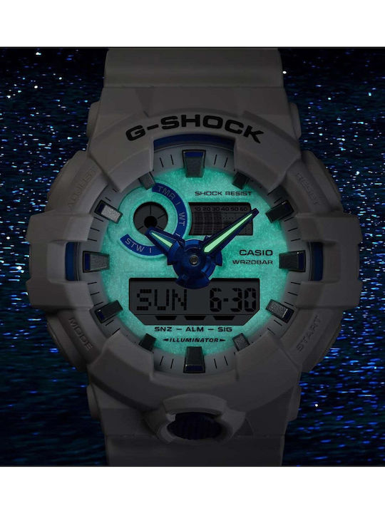 Casio G-shock Analog/Digital Men's Watch Chronograph Battery with White Rubber Strap
