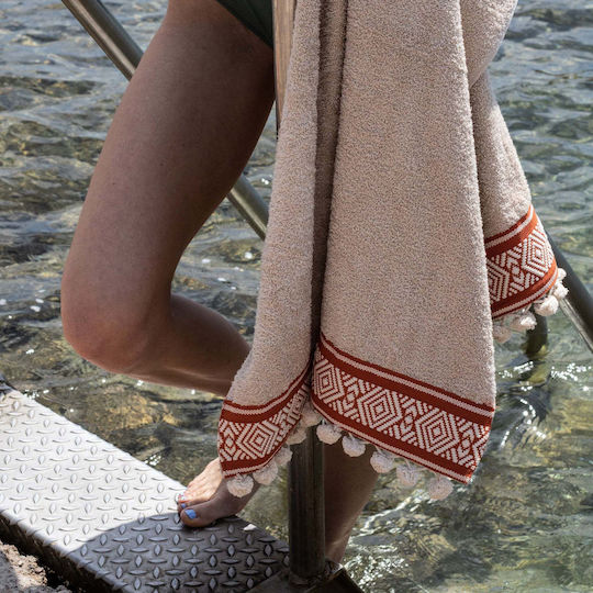 White Fabric Πετσέτα Θαλάσσης Βαμβακερή Μπεζ 80x160εκ.