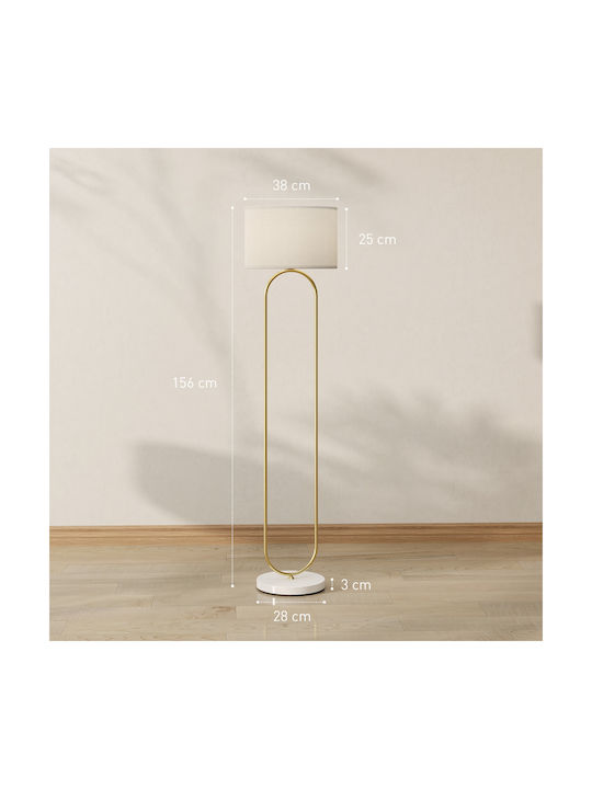 HomCom Floor Lamp H150xW40cm. with Socket for Bulb E27 Gold