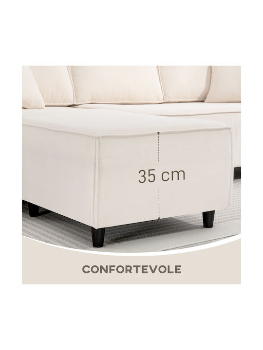 Ecksofa mit Rechteckecke Samt Weiß Creme 241x153x83cm