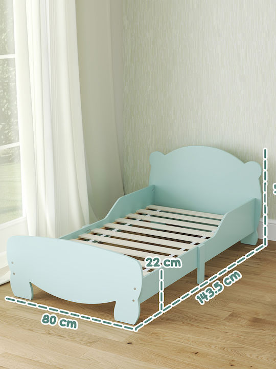Pat pentru Copii Single Verde pentru Saltea 80x143.5cm