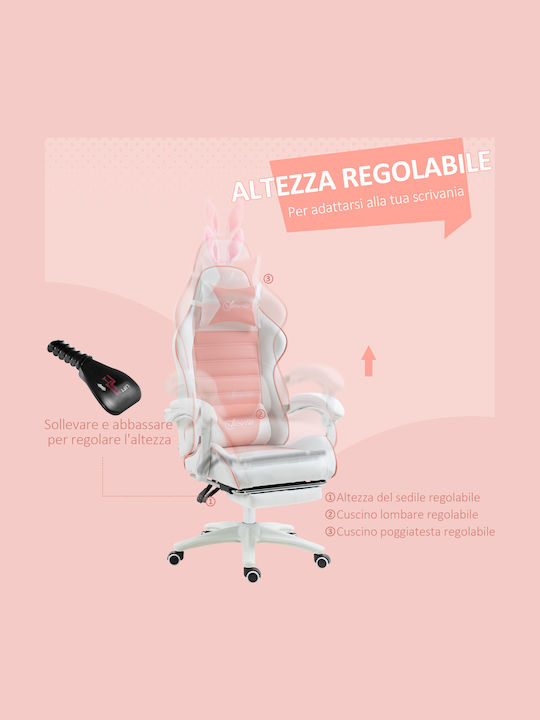 Vinsetto 921-621V00PK Gaming Chair with Footrest Pink