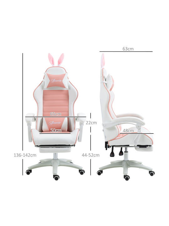 Vinsetto 921-621V00PK Gaming Chair with Footrest Pink