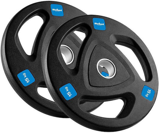 Set of Plates Olympic Type Metal 2 x 15kg Φ50mm with Handles